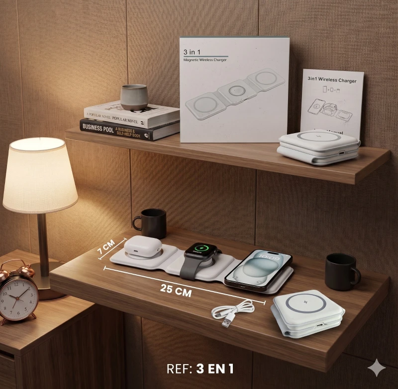 Cargador Inalámbrico 3 en 1 Plegable ✨🔋🔌