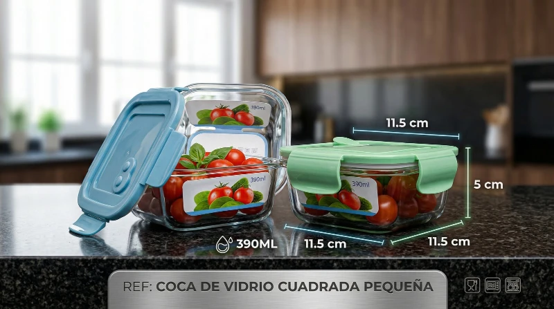 Coca de Vidrio Hermética 390ml ✨🥗🏠