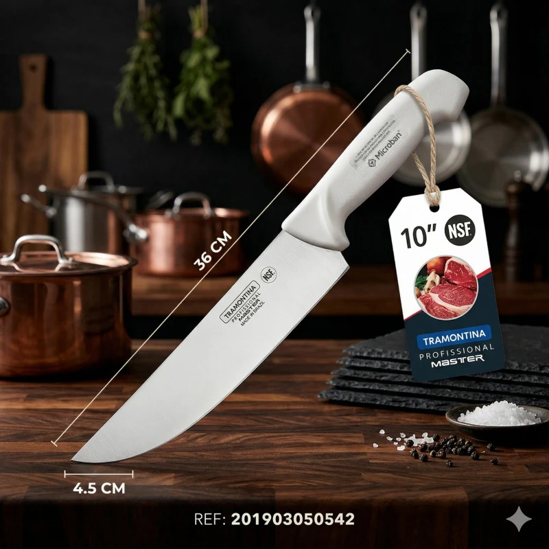 Cuchillo Tramontina 10" Cacha Blanca ✨🔪🥩
