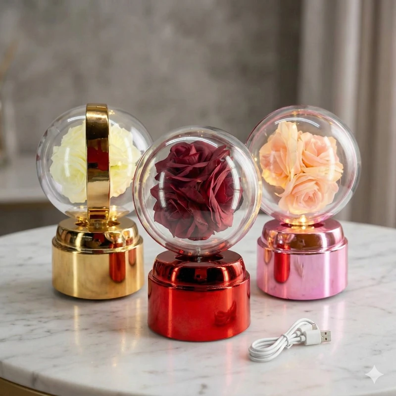 Lámpara de Rosa Giratoria LED ✨🌹💫