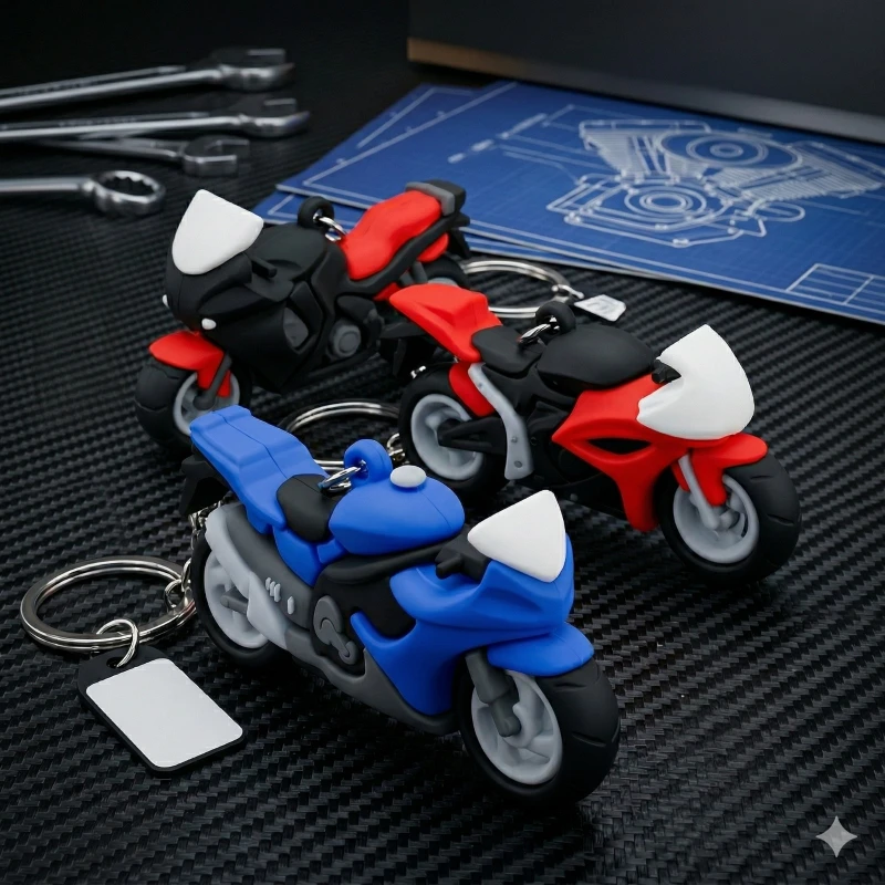 Llavero de Moto en Goma ✨🏍️🔑