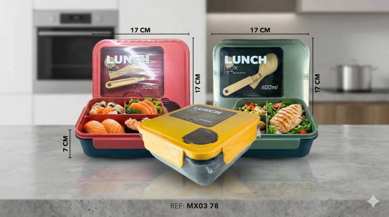 Lonchera 3 Divisiones 1100ml  ✨🍱🥄