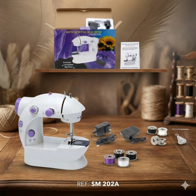 Mini Máquina de Coser SM-202A ✨🧵👗