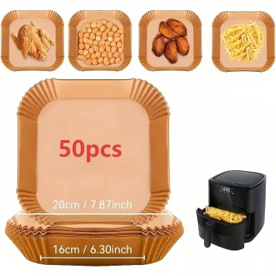 Molde cuadrado en papel para air fryer x50