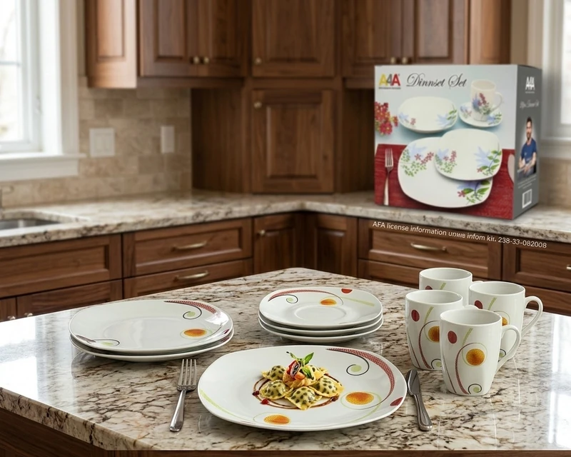 🌟 ¡NOVEDAD! Set de Vajilla Cuadrada x 20 Piezas ✨💛🍽️