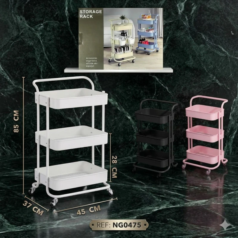 💛Organizador de 3 Niveles con Ruedas ✨🧺🛒