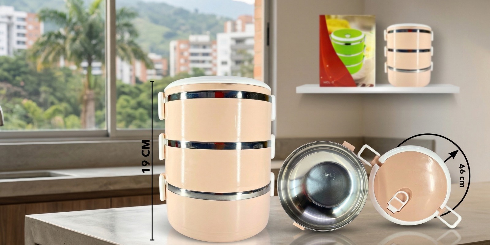 Portacomidas de 3 Niveles ✨🍲🥗