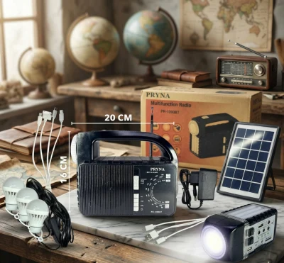 Radio Solar Multifunción Pryna PR 1090BT ✨📻🔦