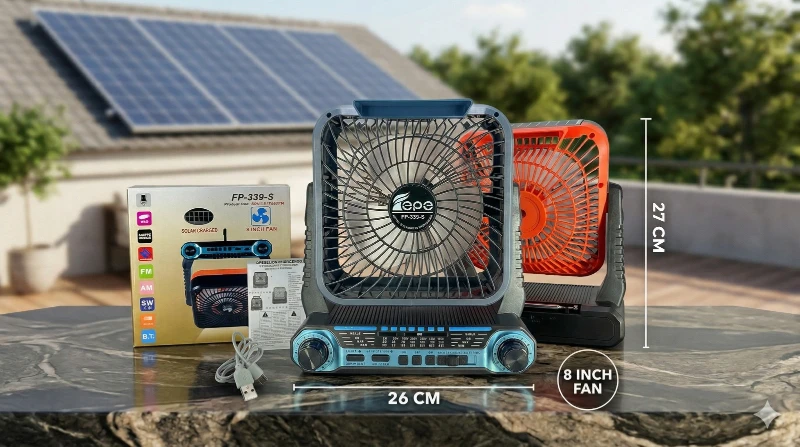 Radio Ventilador Bluetooth Solar ✨🌬️🎶