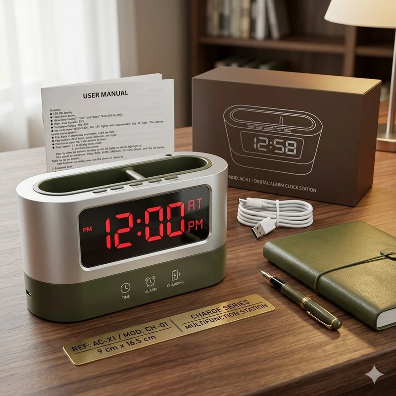 Reloj Digital LCD 038 con Portalápiz ✨🕒🖋️