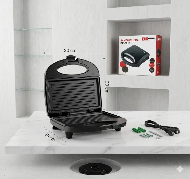 Sanduchera BKOME 750W Negra ✨🥪🏠