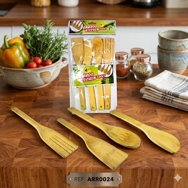 Set x4 Utensilios de Bambú ✨🎋🍽️