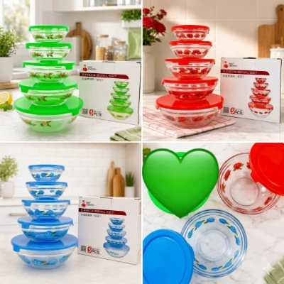 Set x5 recipientes bowls vidrio