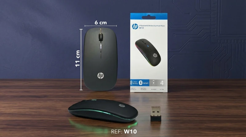 Mouse Inalámbrico HP W10 Recargable ✨🖲️🌈