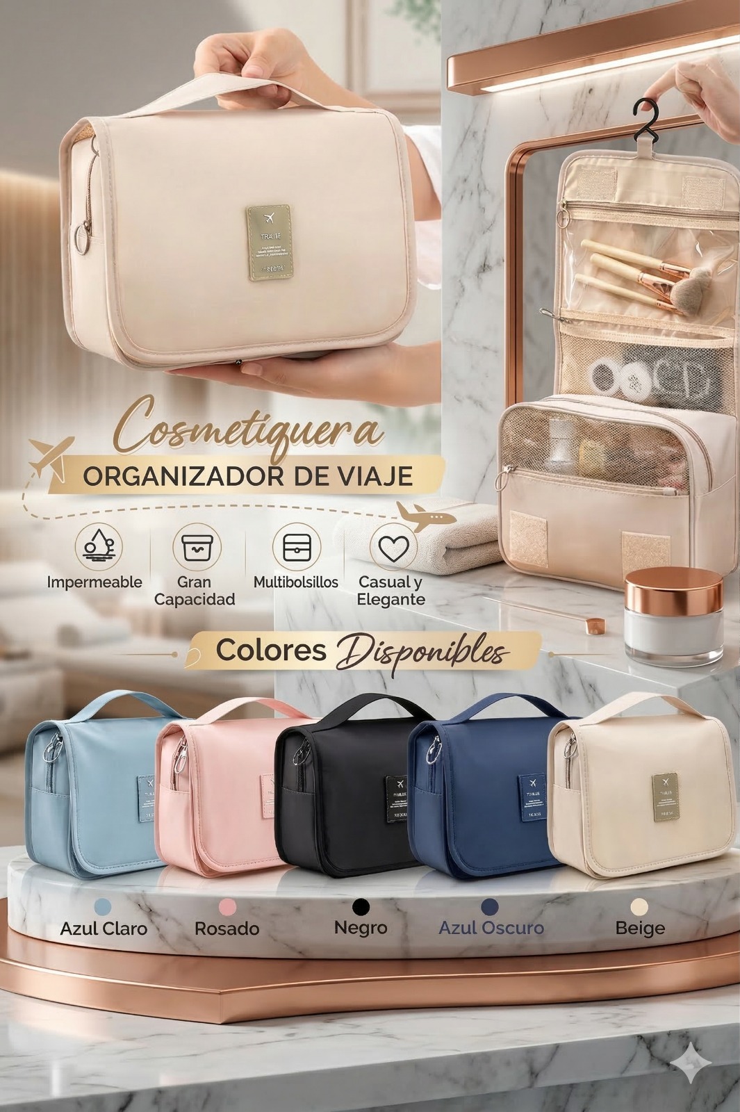 Cosmetiquera Viajera de Gran Capacidad ✨🧴👝
