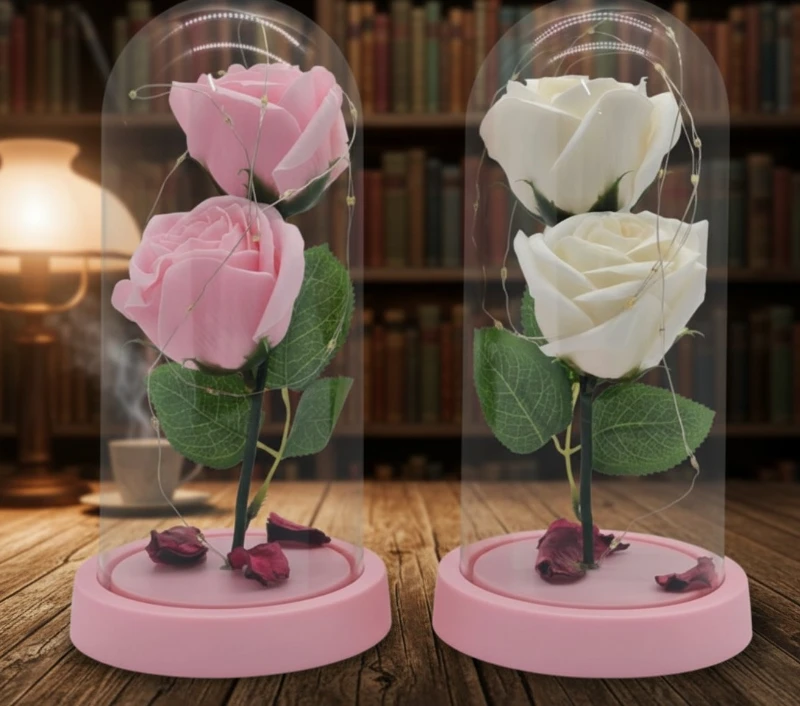 Flor Eterna x 2 con Luces  ✨🌹