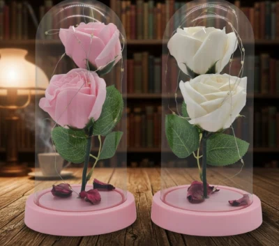 Flor Eterna x 2 con Luces  ✨🌹